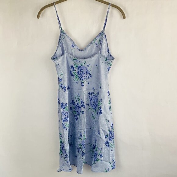 August Silk Womens Vintage Y2K Slip Dress Sz Medium Blue Floral Cottagecore Boho - Picture 3 of 14